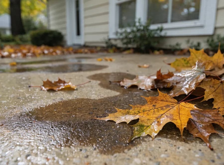 Leaf-stained concrete